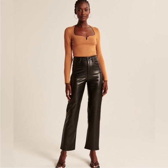 Abercrombie & Fitch The Ankle Straight Ultra High Rise faux leather pants 29 NEW - Picture 1 of 8